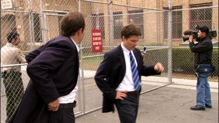 The next day, Michael  got a call to meet Gob at the prison.