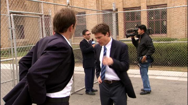 The next day, Michael  got a call to meet Gob at the prison.