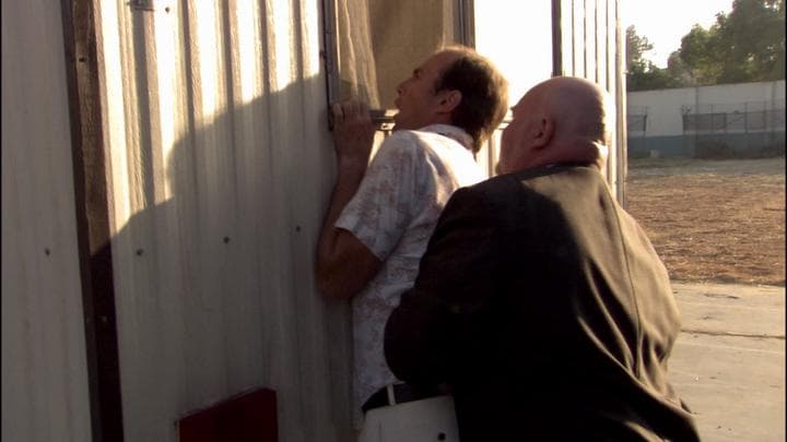 And so Gob was detained against  the window of the trailer...