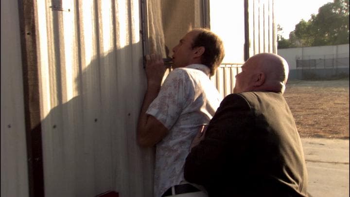 And so Gob was detained against  the window of the trailer...