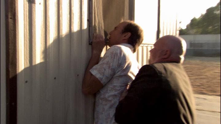 And so Gob was detained against  the window of the trailer...