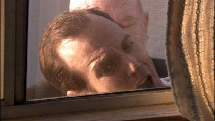 And so Gob was detained against  the window of the trailer...