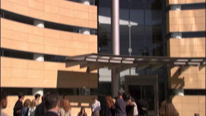 Outside the courthouse,  Surely Fünke was addressing the crowd.