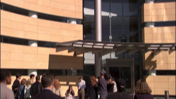 Outside the courthouse,  Surely Fünke was addressing the crowd.