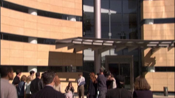 Outside the courthouse,  Surely Fünke was addressing the crowd.