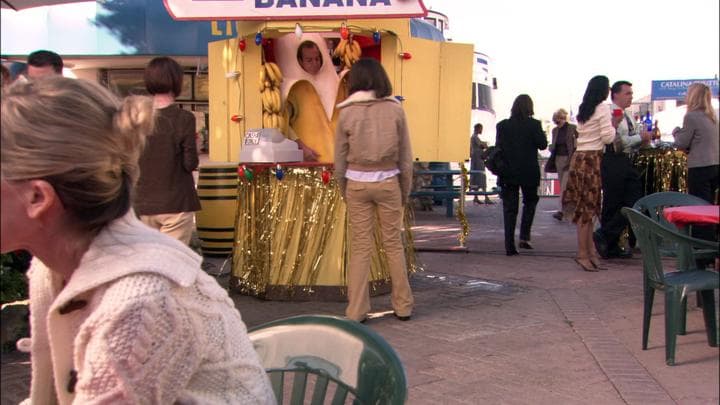 Later, Gob was inside the banana stand...