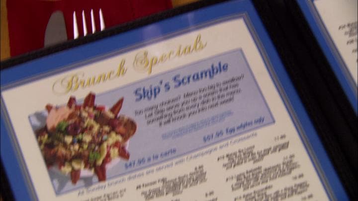 the bistro was also famous  for something called the Skip's Scramble-