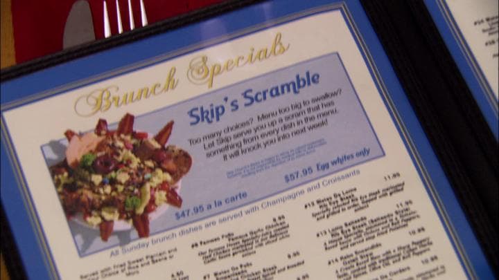 the bistro was also famous  for something called the Skip's Scramble-