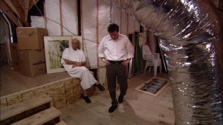 In the attic,  Michael met with George Sr...