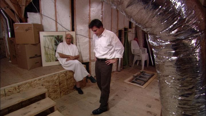 In the attic,  Michael met with George Sr...