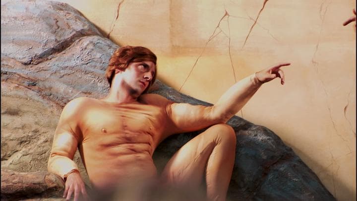 where he and Buster re-created  Michelangelo's The Creation of Adam.