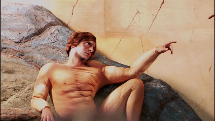 where he and Buster re-created  Michelangelo's The Creation of Adam.