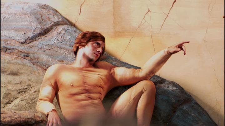 where he and Buster re-created  Michelangelo's The Creation of Adam.