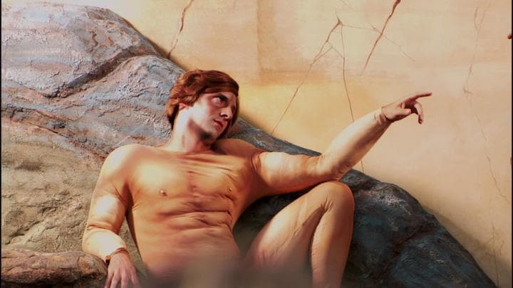 where he and Buster re-created  Michelangelo's The Creation of Adam.