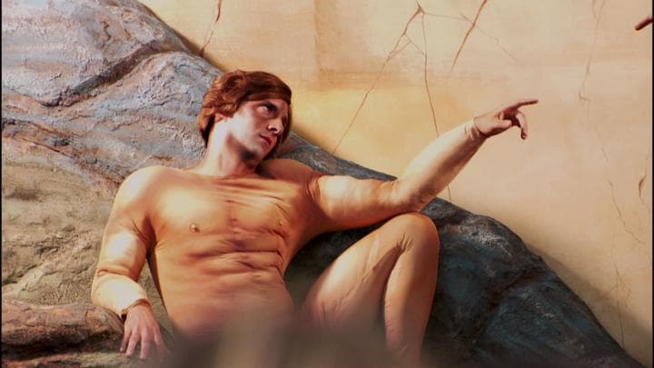 where he and Buster re-created  Michelangelo's The Creation of Adam.