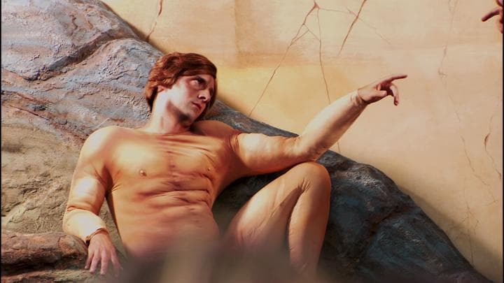 where he and Buster re-created  Michelangelo's The Creation of Adam.