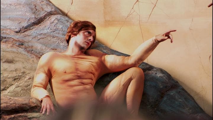 where he and Buster re-created  Michelangelo's The Creation of Adam.