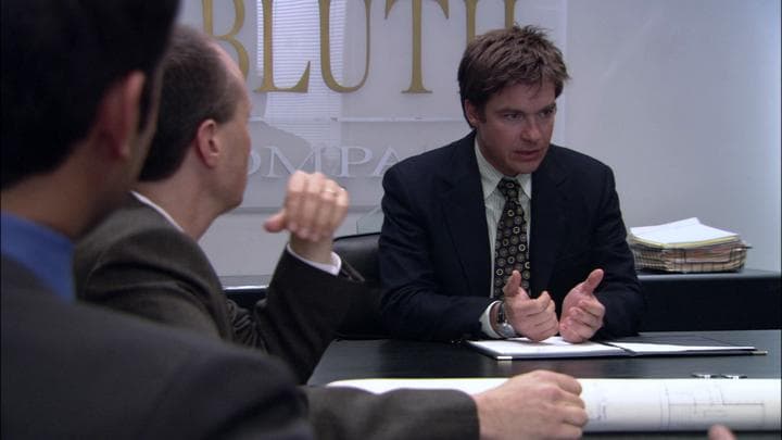 Michael then went to the office,  where he ran into Gob.