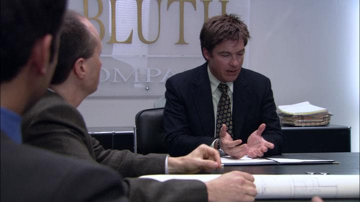 Michael then went to the office,  where he ran into Gob.