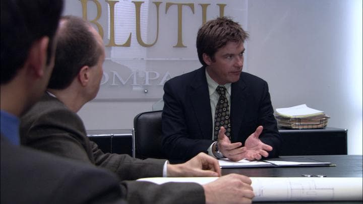 Michael then went to the office,  where he ran into Gob.