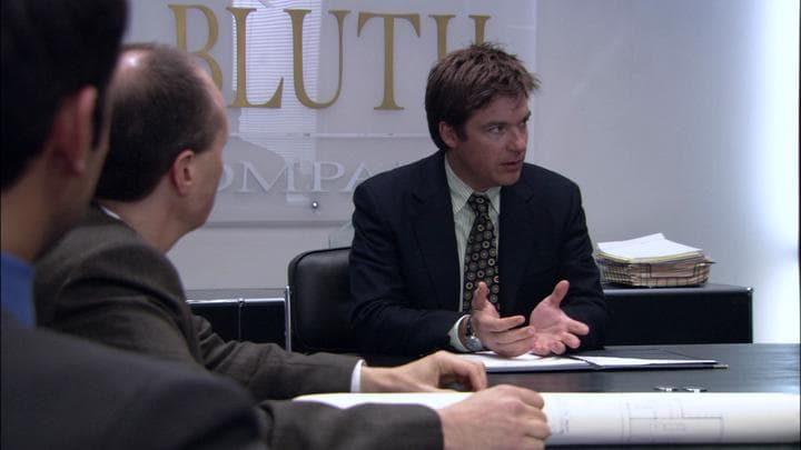 Michael then went to the office,  where he ran into Gob.