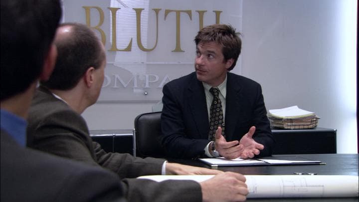 Michael then went to the office,  where he ran into Gob.