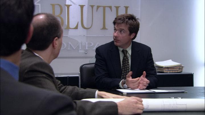 Michael then went to the office,  where he ran into Gob.