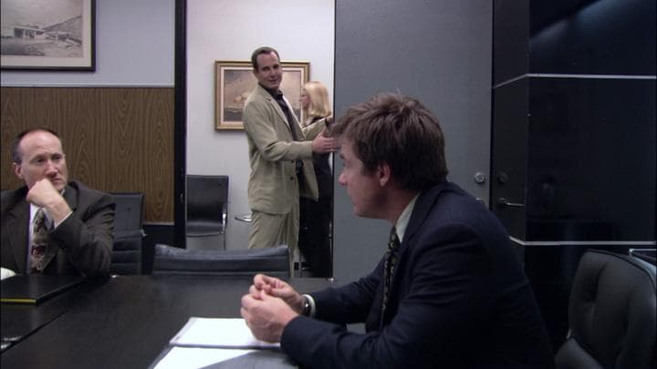 Michael then went to the office,  where he ran into Gob.