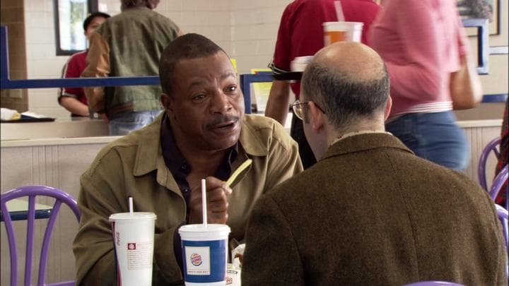 Get some money in exchange  for settin' a scene here in Burger King.