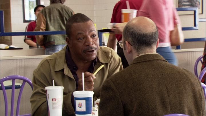 Get some money in exchange  for settin' a scene here in Burger King.