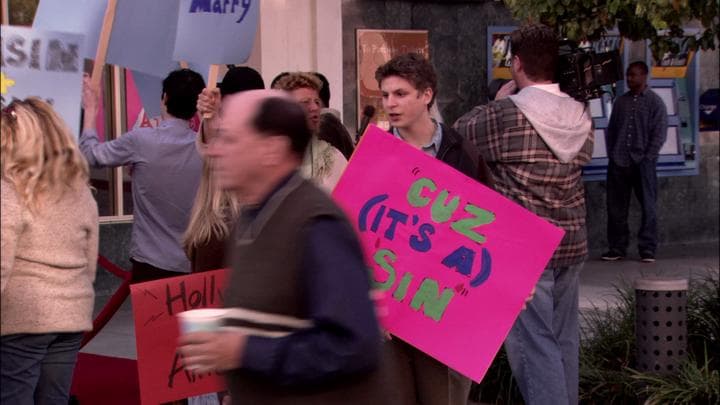 And Ann in a protest at the theater.