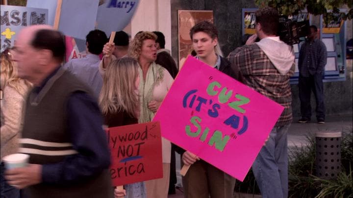 And Ann in a protest at the theater.