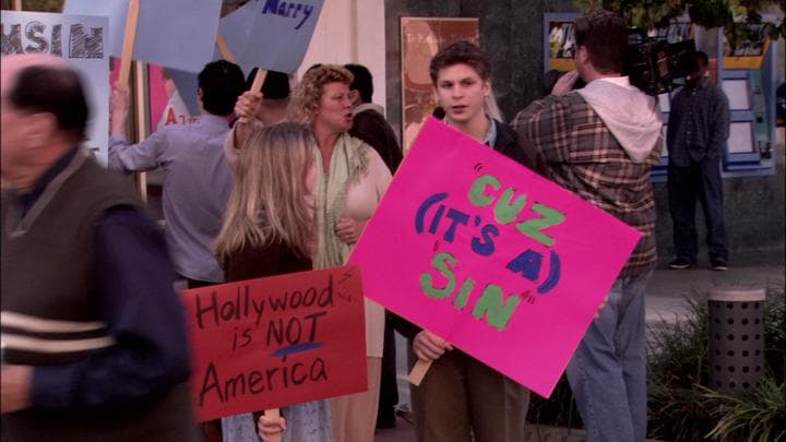 And Ann in a protest at the theater.