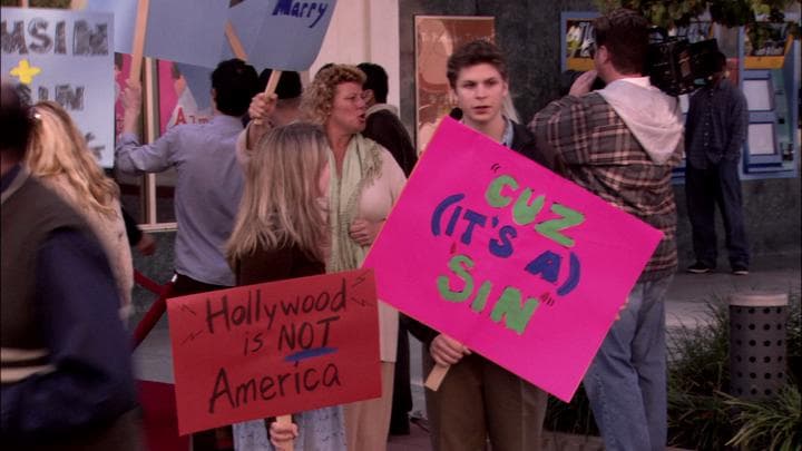 And Ann in a protest at the theater.