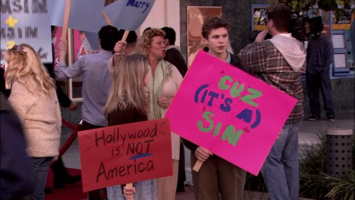 And Ann in a protest at the theater.