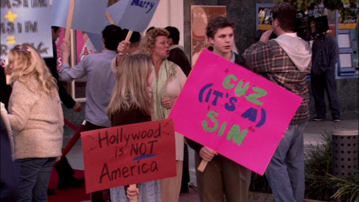 And Ann in a protest at the theater.