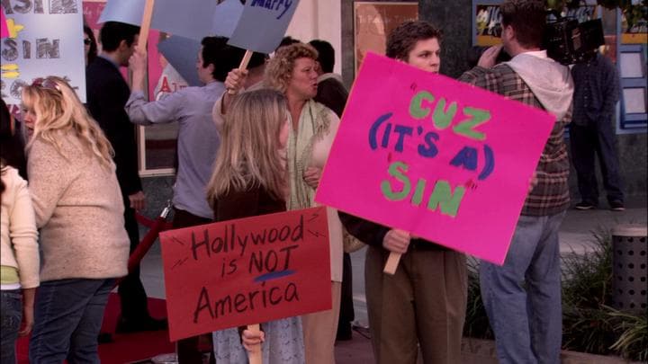 And Ann in a protest at the theater.