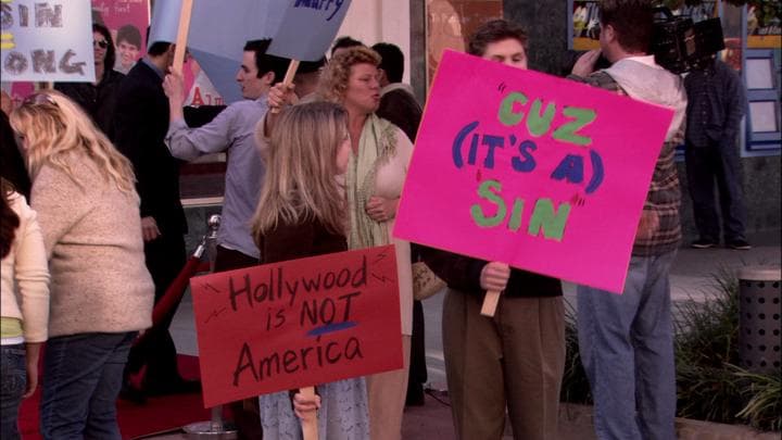 And Ann in a protest at the theater.