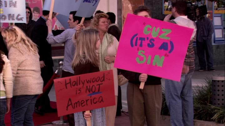 And Ann in a protest at the theater.