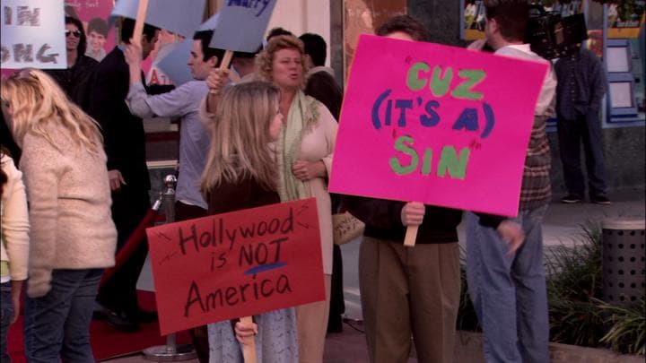 And Ann in a protest at the theater.