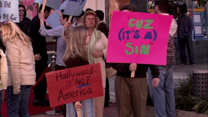 And Ann in a protest at the theater.