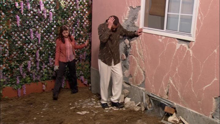 Gob had hidden his father  under a house that had just collapsed.