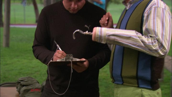 Buster signs Steve Holt up  for the army.