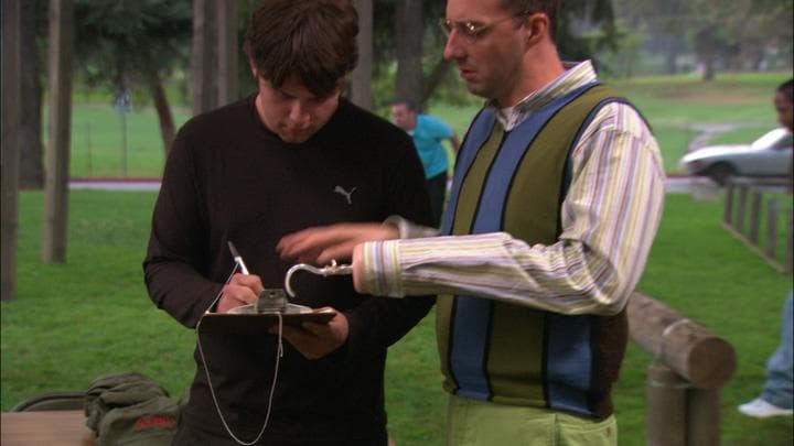 Buster signs Steve Holt up  for the army.