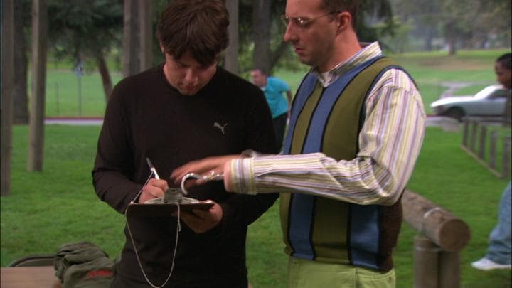 Buster signs Steve Holt up  for the army.