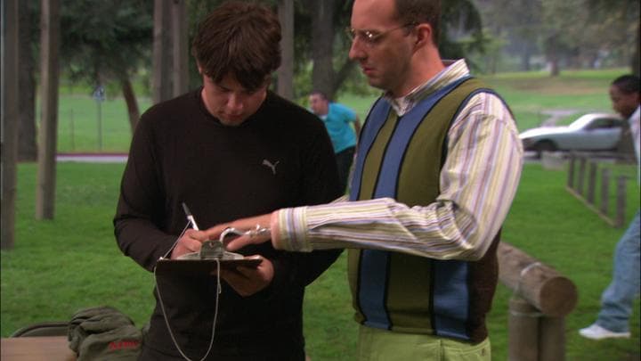 Buster signs Steve Holt up  for the army.