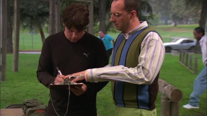 Buster signs Steve Holt up  for the army.