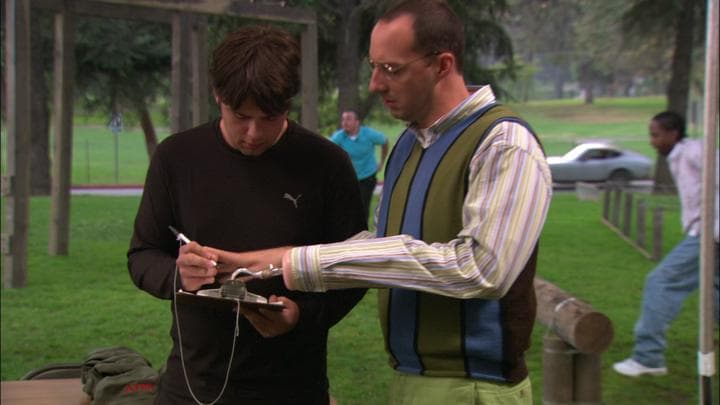 Buster signs Steve Holt up  for the army.