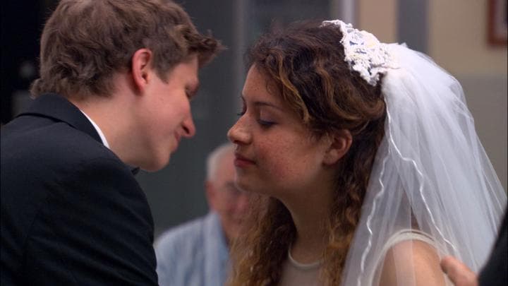 he discovered that the recent mock wedding  he'd acted in with his cousin Maeby...